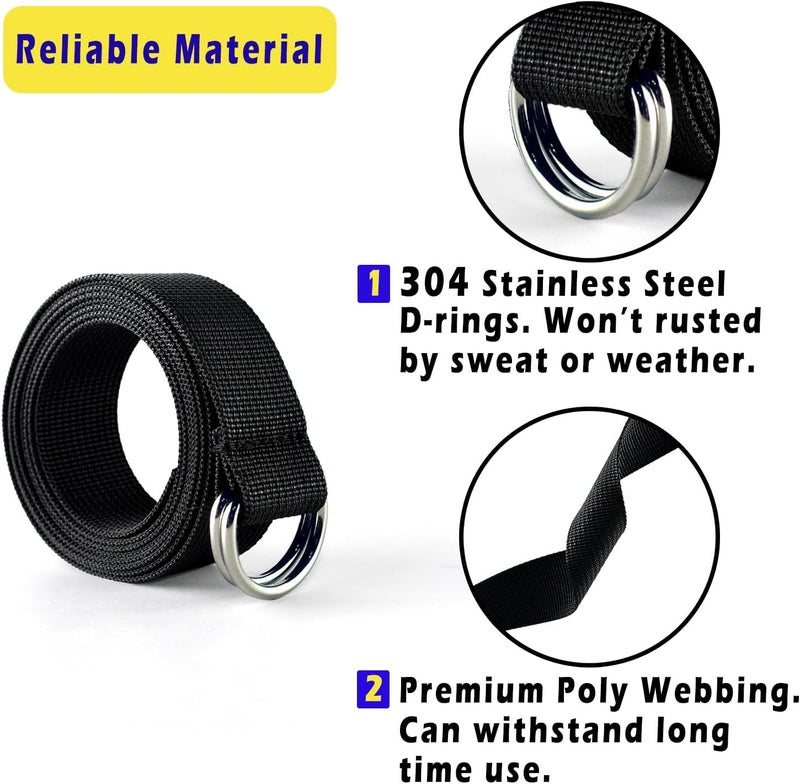 Clocean Web Football Belt with Two Stainless Steel D Rings 52' Football Pants Belt for Men Women Kids Youth Boys Girls - Image 3